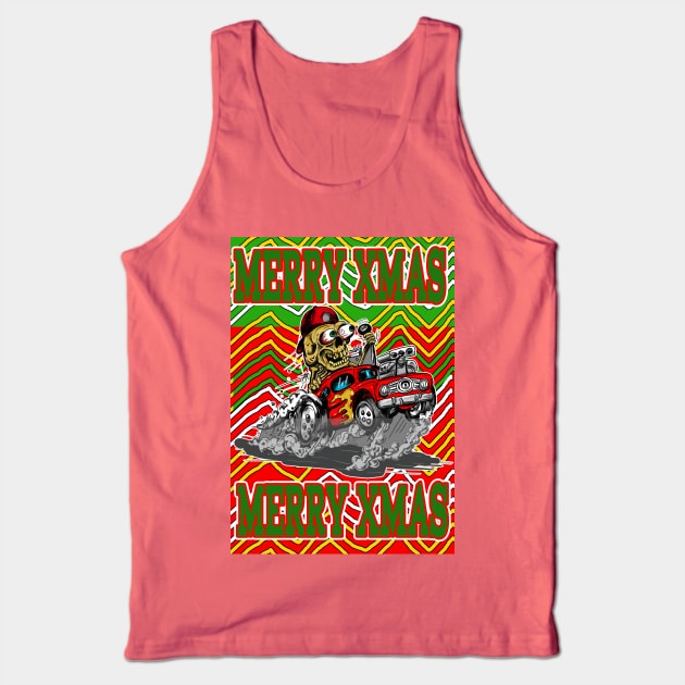 Merry Xmas Hot Rod Driver  Ugly Christmas Sweater in Bad Taste Tank Top by silentrob668